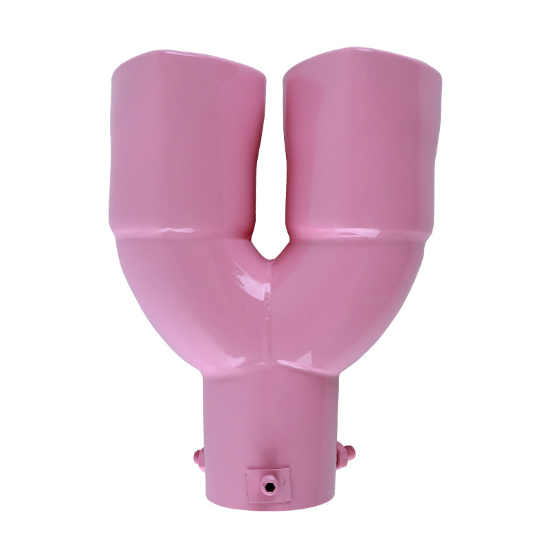 Brand New Universal Dual Pink Heart Shaped Stainless Steel Car Exhaust Pipe Muffler Tip Trim Straight