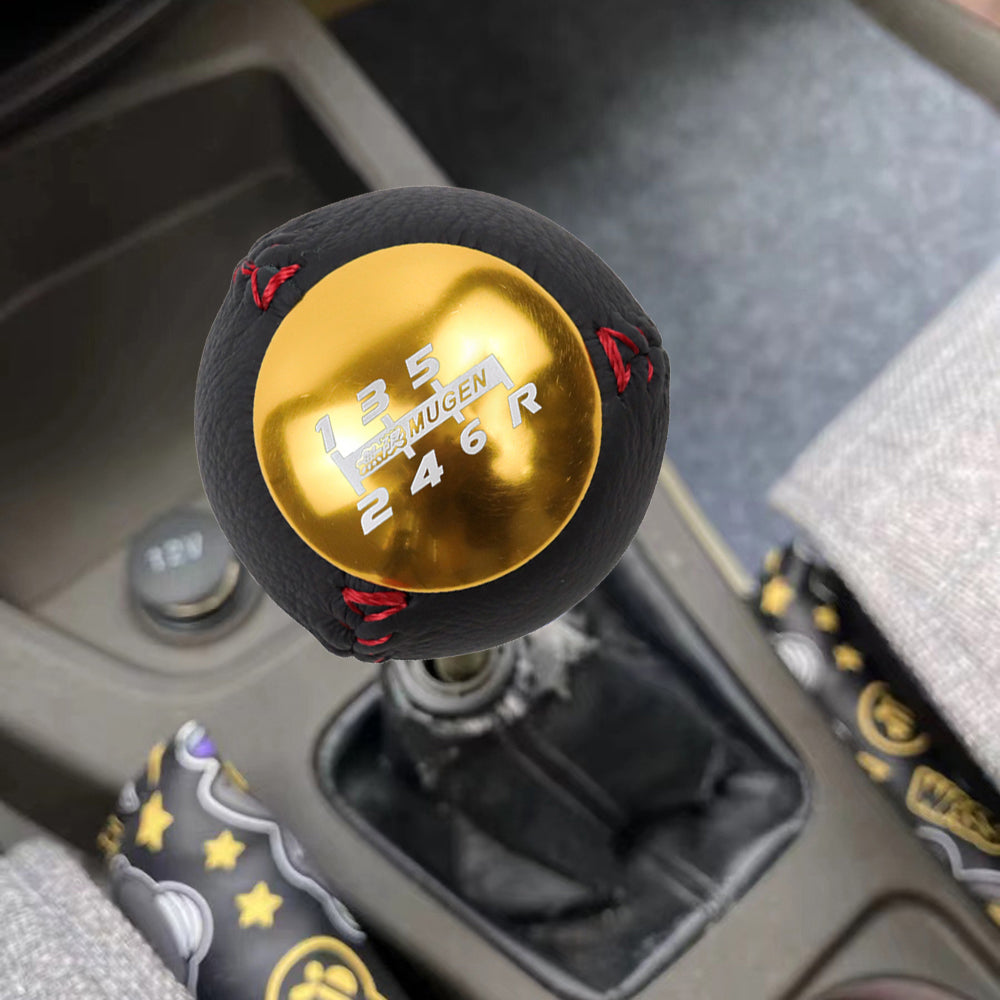 BRAND NEW JDM Mugen Leather 6 Speed Shift Knob Gold HONDA CRZ Type R C