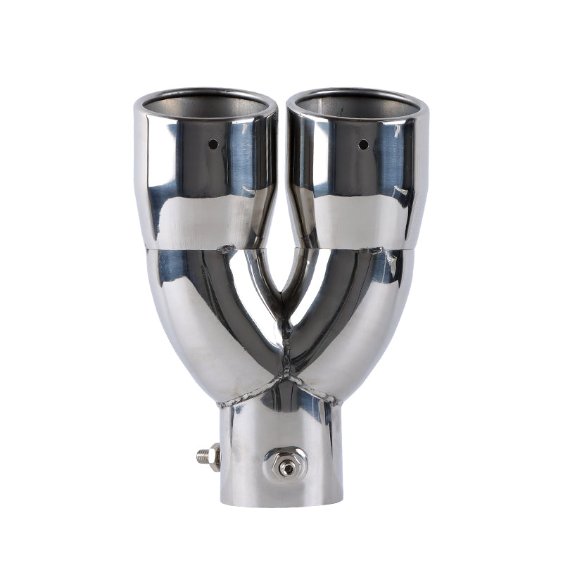 Brand New Universal Dual Silver Round Shaped Stainless Steel Car Exhaust Pipe Muffler Tip Trim Straight