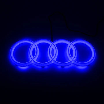 BRAND NEW 28CM AUDI CHROME FRONT GRILLE EMBLEM WITH BLUE LED LIGHT FOR A1 A3 A4 A5 A6 A7 Q3 Q5 Q7