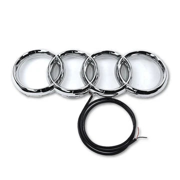 BRAND NEW 28CM AUDI CHROME FRONT GRILLE EMBLEM WITH BLUE LED LIGHT FOR A1 A3 A4 A5 A6 A7 Q3 Q5 Q7