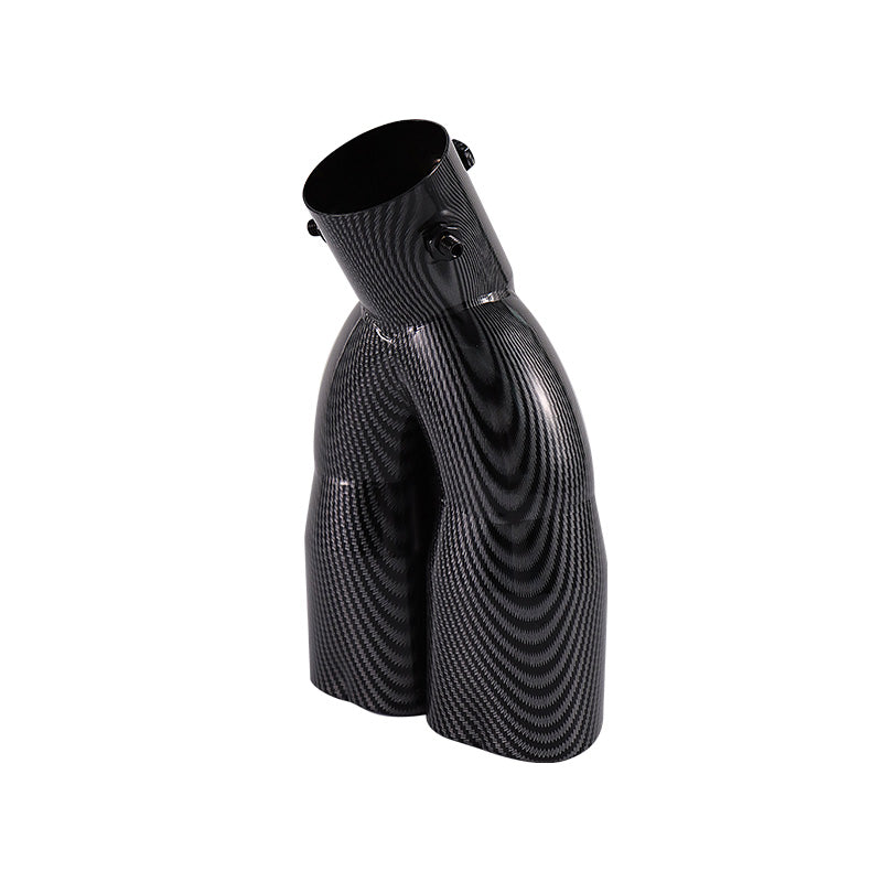 Brand New Universal Dual Carbon Fiber Look Heart Shaped Stainless Steel Car Exhaust Pipe Muffler Tip Trim Curve