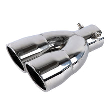 Load image into Gallery viewer, Brand New Universal Dual Silver Round Shaped Stainless Steel Car Exhaust Pipe Muffler Tip Trim Straight