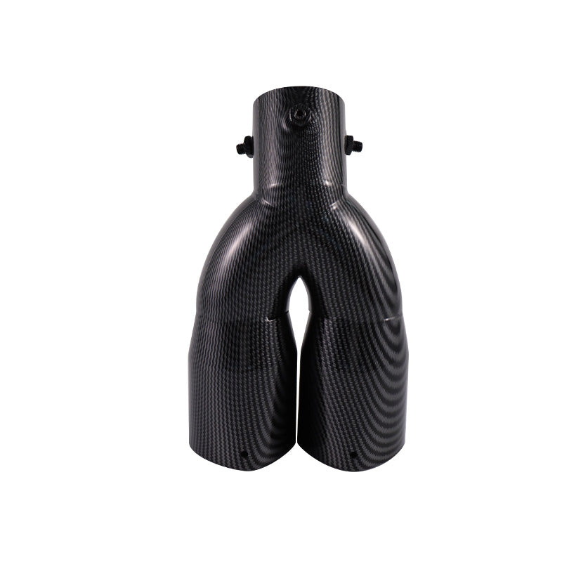 Brand New Universal Dual Carbon Fiber Look Heart Shaped Stainless Steel Car Exhaust Pipe Muffler Tip Trim Curve