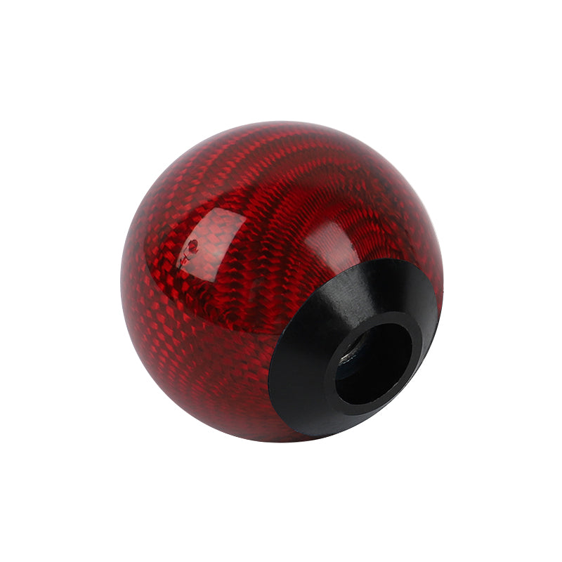 Brand New Car Gear Shift Knob Round Ball Shape Red Real Carbon Fiber Universal with Adapters