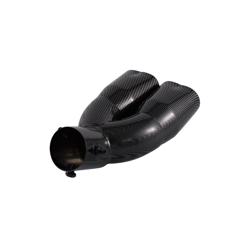 Brand New Universal Dual Carbon Fiber Look Heart Shaped Stainless Steel Car Exhaust Pipe Muffler Tip Trim Curve