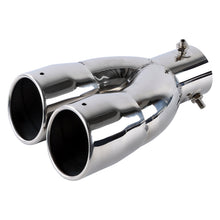 Load image into Gallery viewer, Brand New Universal Dual Silver Round Shaped Stainless Steel Car Exhaust Pipe Muffler Tip Trim Straight