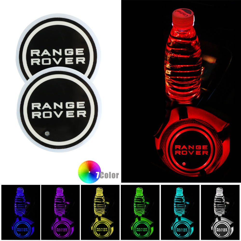 2-Pack ST Racing Switchable 7-Color LED Cup Holder Mat & Coaster Pad – Glow-in-the-Dark Interior Accent