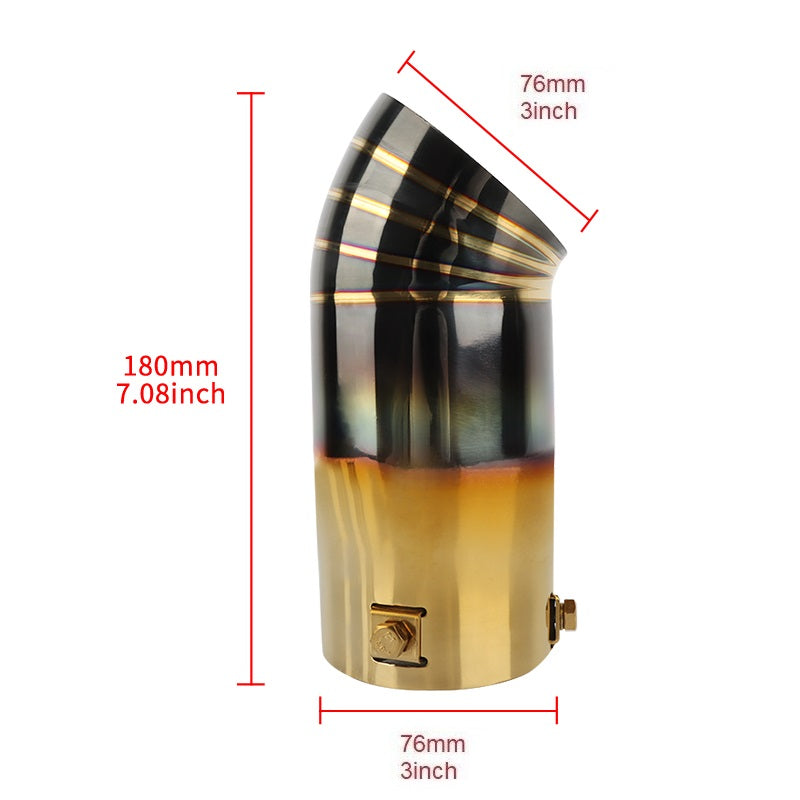 Brand New Gold/Black Stainless Steel Car Exhaust Muffler Tip Straight Pipe 3'' Inlet