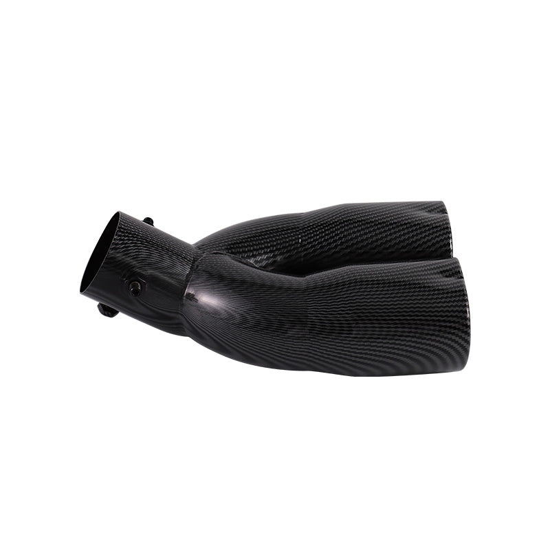 Brand New Universal Dual Carbon Fiber Look Heart Shaped Stainless Steel Car Exhaust Pipe Muffler Tip Trim Curve