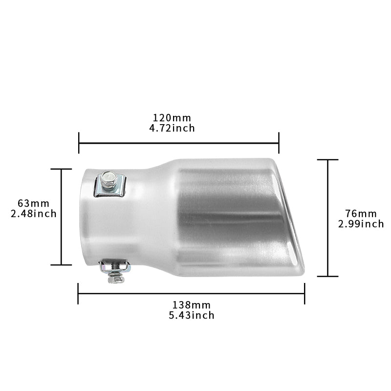 Brand New Universal Silver Single Round Shape Car Exhaust Muffler Tip Straight Pipe 63mm 2.5‘’ Inlet