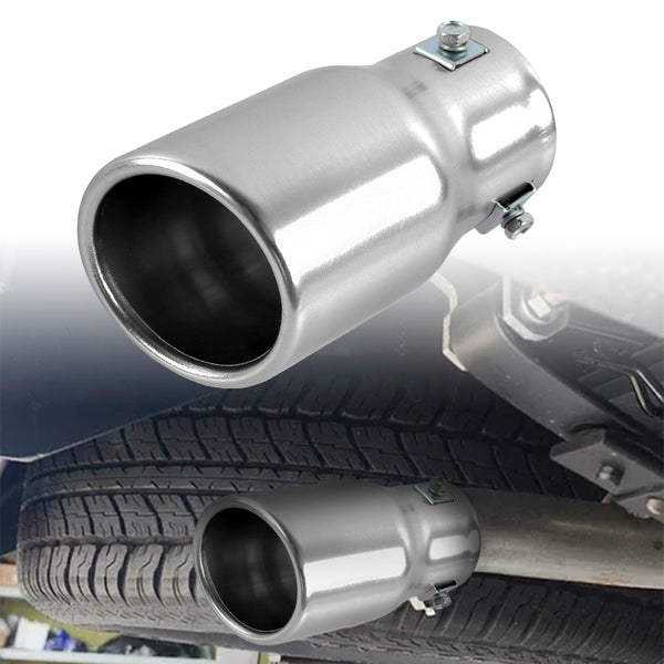 Brand New Universal Silver Single Round Shape Car Exhaust