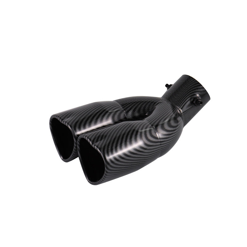 Brand New Universal Dual Carbon Fiber Look Heart Shaped Stainless Steel Car Exhaust Pipe Muffler Tip Trim Curve