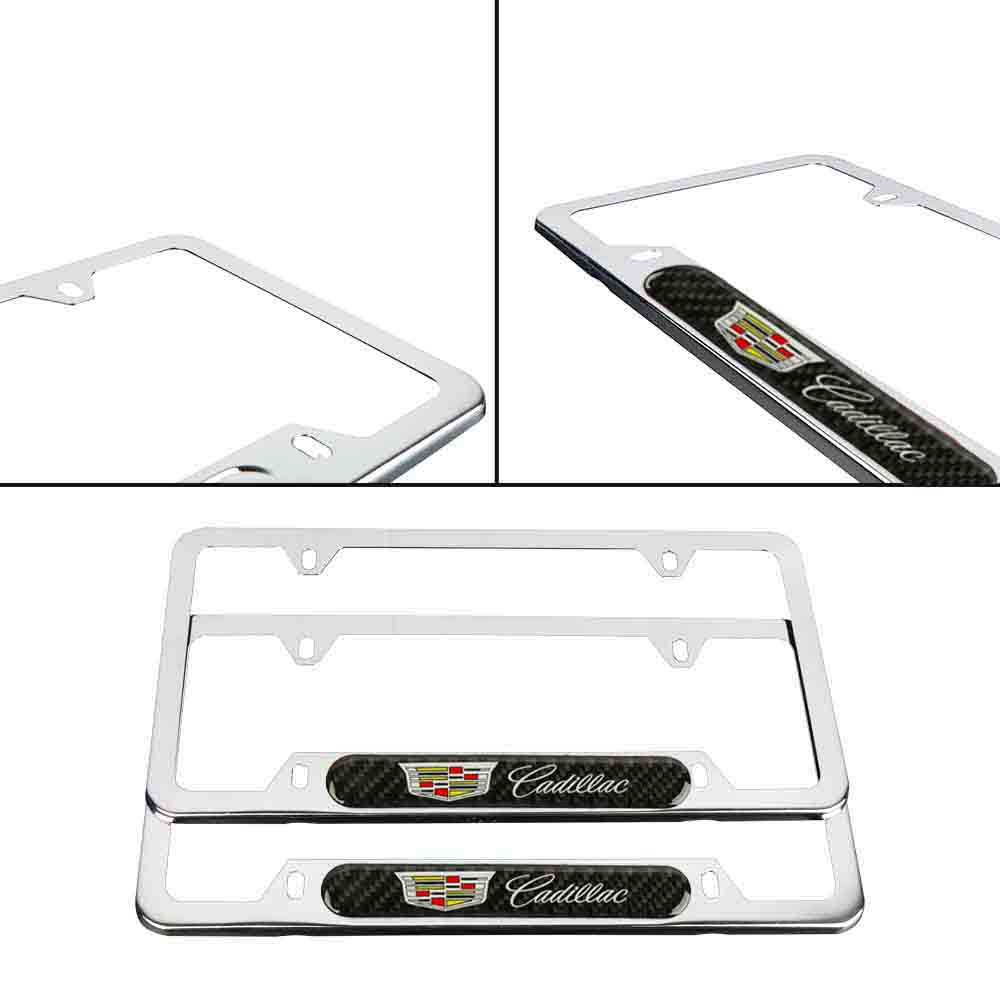 Brand New Universal 2PCS Cadillac Chrome Metal License Plate Frame