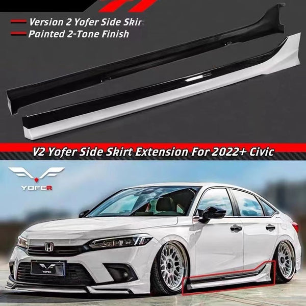 Brand New 2022-2025 Honda Civic Yofer V2 Painted White Pearl Black