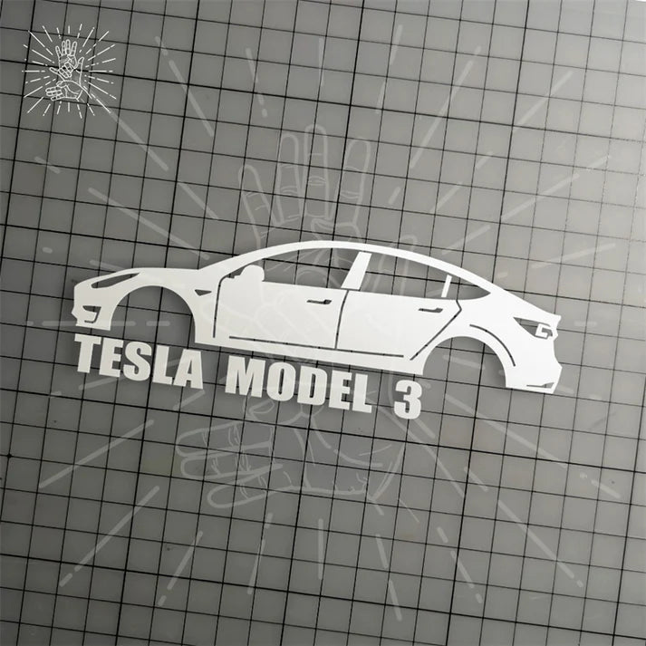 Brand New Tesla Model 3 Car Window Vinyl Decal White Windshield Sticker 2" x4.25
