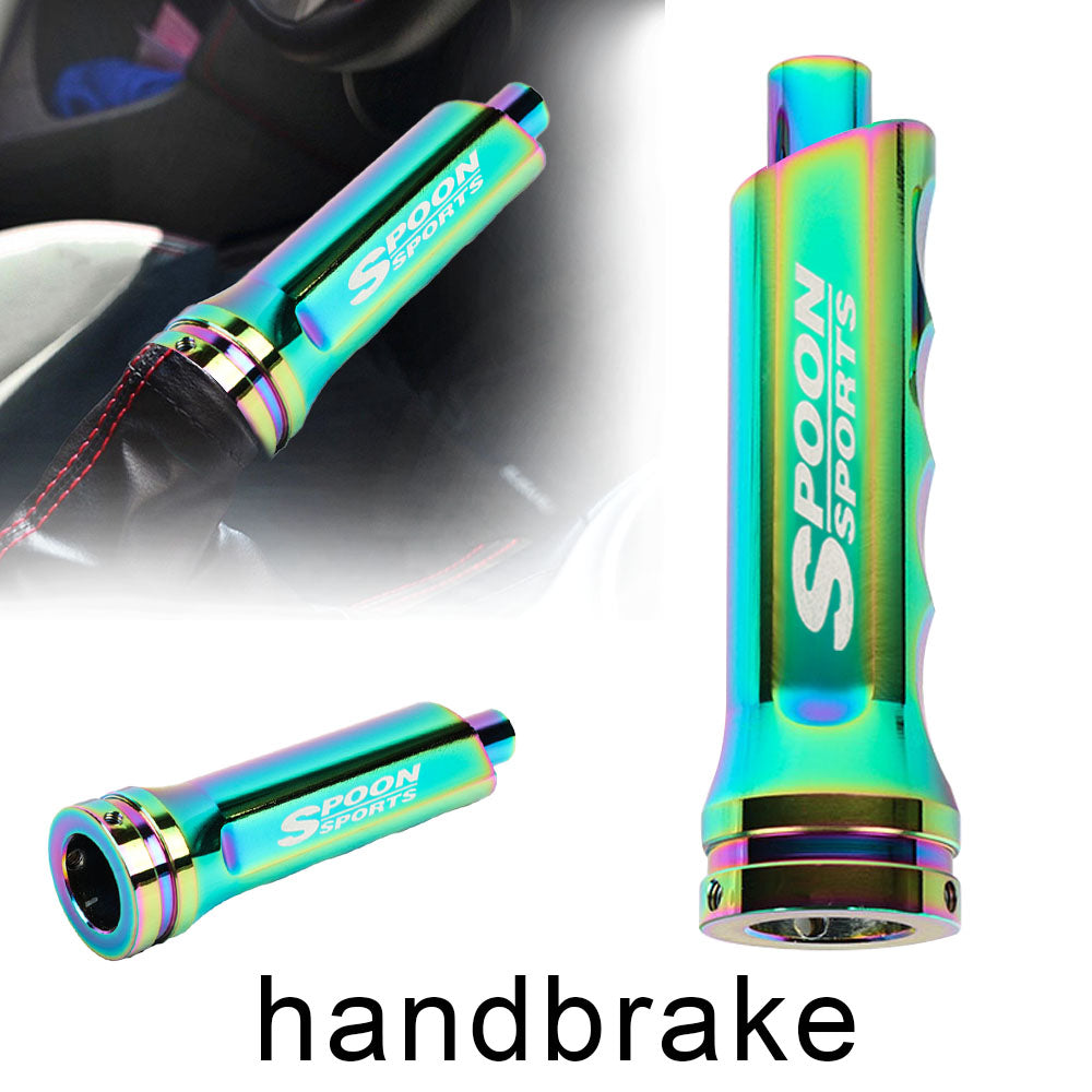 Brand New Universal 1PCS Spoon Sports Neo Chrome Aluminum Car Handle Hand Brake Sleeve Cover