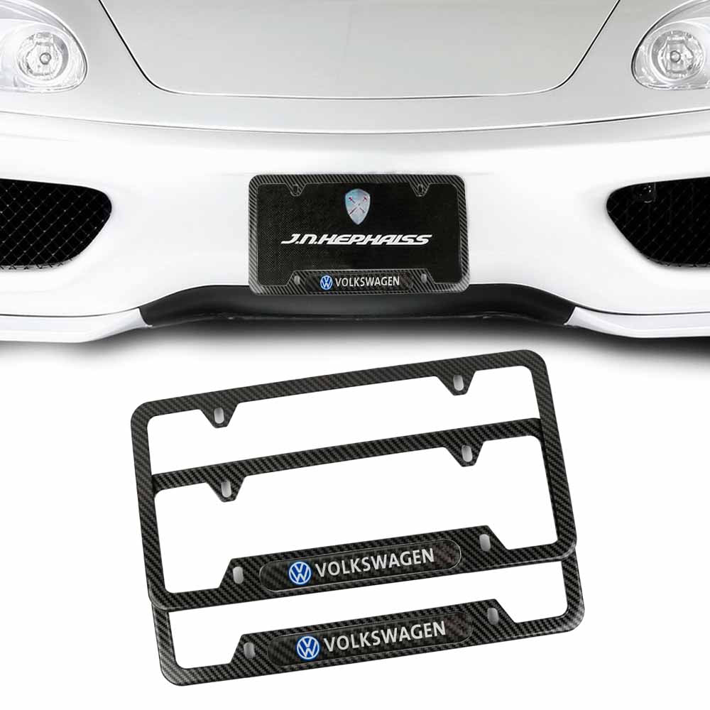 2PCS Copy Real Carbon Fiber License Plate Frame Tag Cover Front & Rear Screw Cap - Foto 6