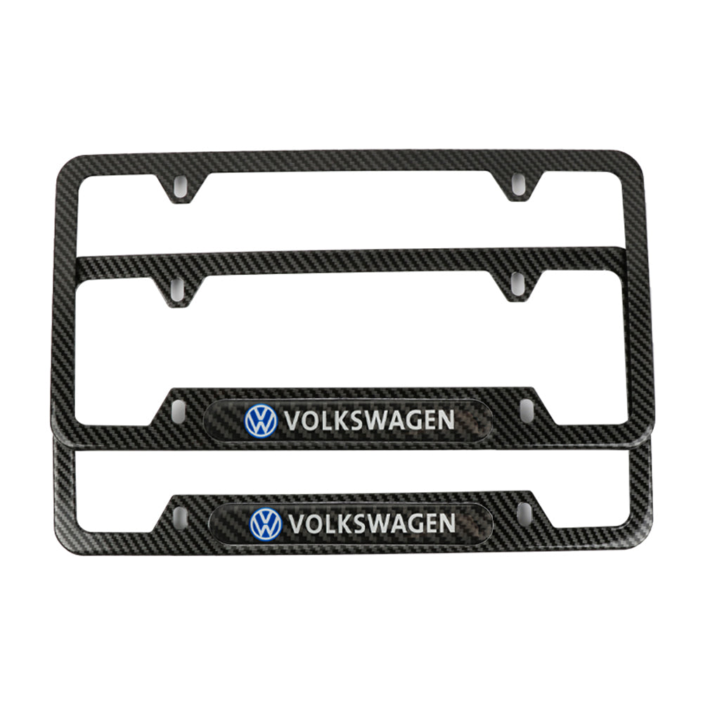 WYNMOTO Carbon Effect License Plate Frame Cover – Stainless Steel With Screw Caps (2PCS)