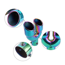 Load image into Gallery viewer, Brand New Universal Dual Neo Chrome Round Shaped Stainless Steel Car Exhaust Pipe Muffler Tip Trim Straight