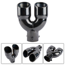 Load image into Gallery viewer, Brand New Universal Dual Gunmetal Round Shaped Stainless Steel Car Exhaust Pipe Muffler Tip Trim Straight
