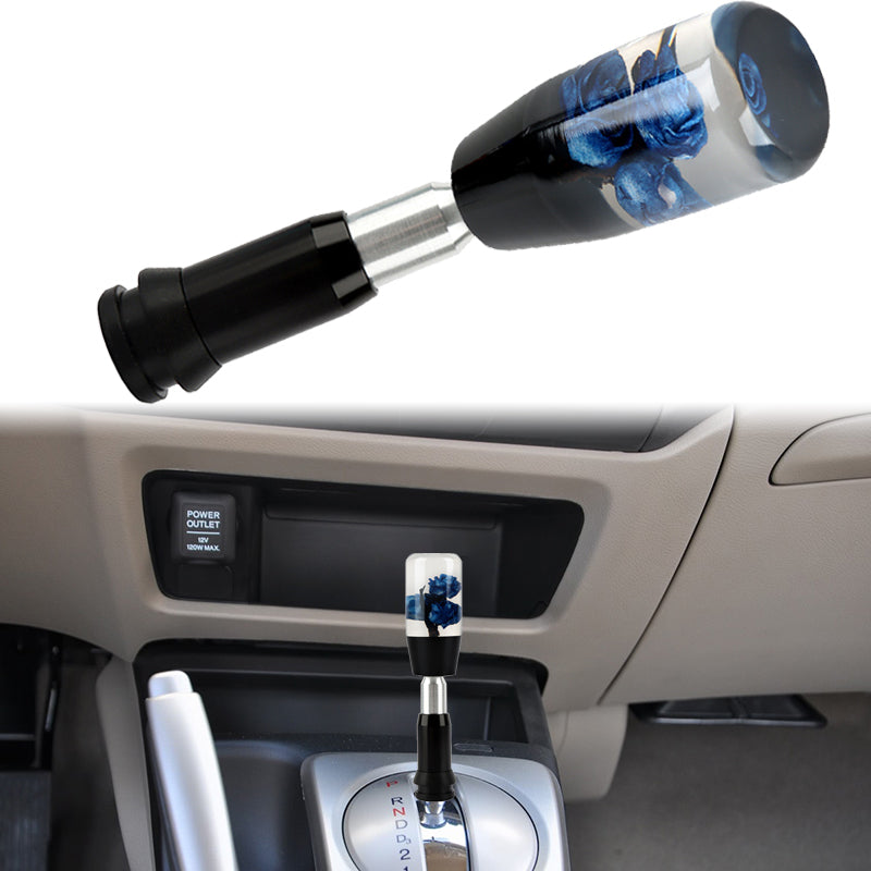 Brand New Universal JDM Crystal Rose Flowers Blue Head Automatic Car Gear Shift Knob shifter