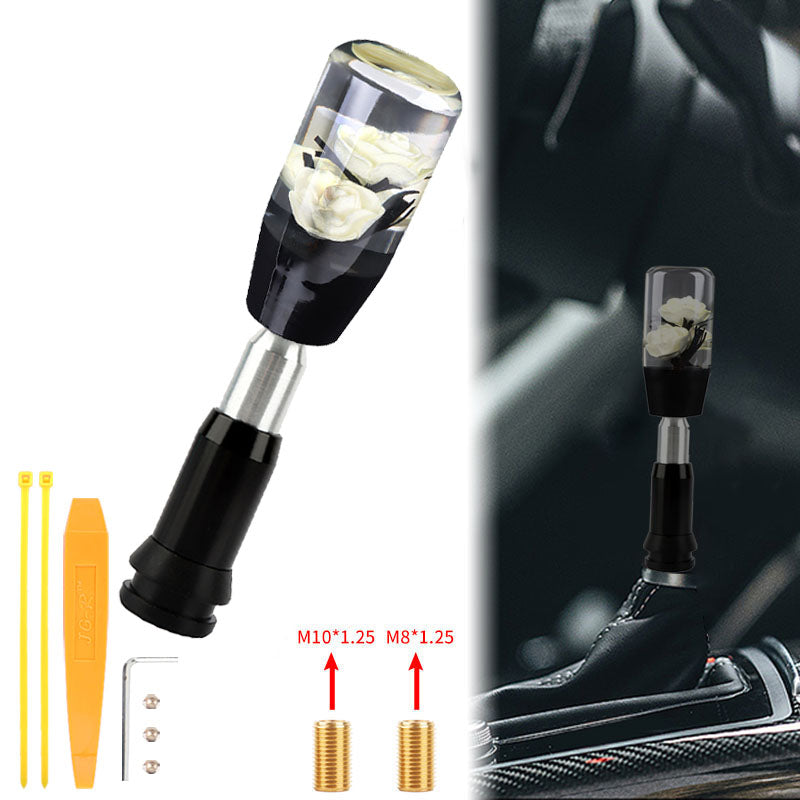 Brand New Universal JDM Crystal Rose Flowers White Head Automatic Car Gear Shift Knob shifter