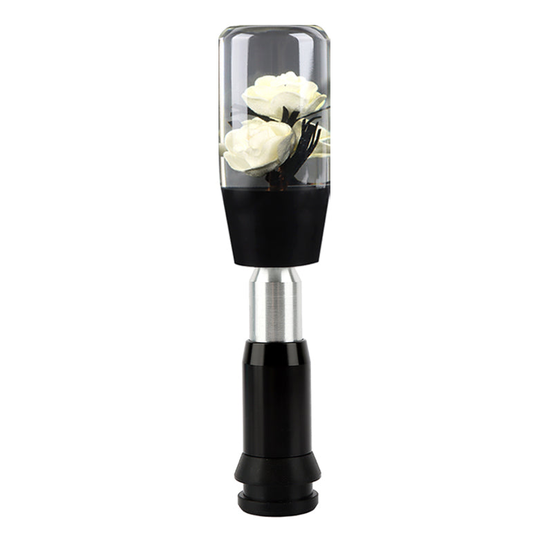 Brand New Universal JDM Crystal Rose Flowers White Head Automatic Car Gear Shift Knob shifter