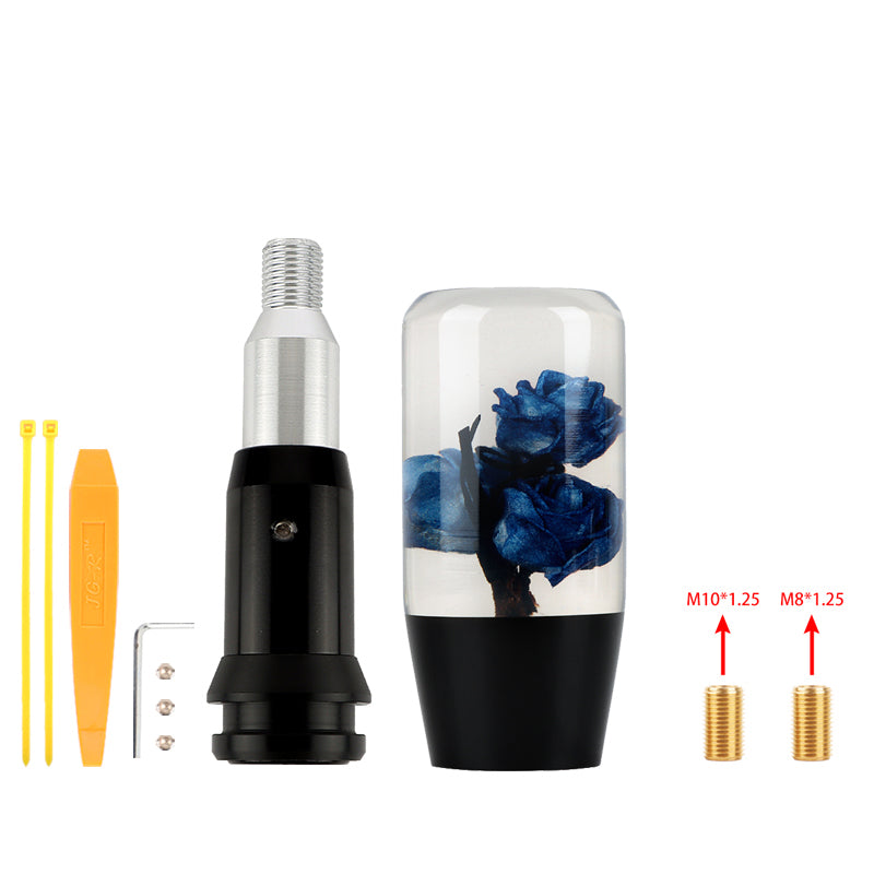 Brand New Universal JDM Crystal Rose Flowers Blue Head Automatic Car Gear Shift Knob shifter
