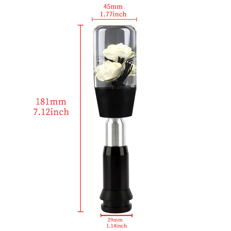 Brand New Universal JDM Crystal Rose Flowers White Head Automatic Car Gear Shift Knob shifter