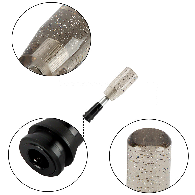 Brand New 10CM Universal Glitter Transparent Black Automatic Transmission Racing Gear Shift Knob