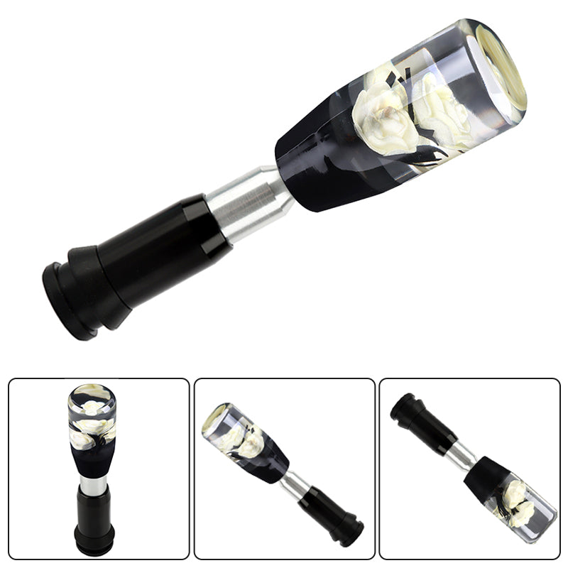Brand New Universal JDM Crystal Rose Flowers White Head Automatic Car Gear Shift Knob shifter