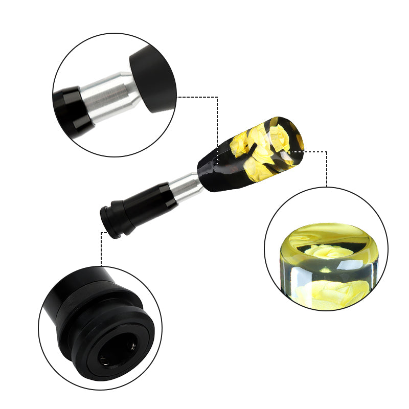Brand New Universal JDM Crystal Rose Flowers Yellow Head Automatic Car Gear Shift Knob shifter