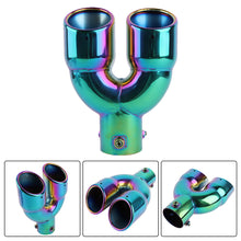 Load image into Gallery viewer, Brand New Universal Dual Neo Chrome Round Shaped Stainless Steel Car Exhaust Pipe Muffler Tip Trim Straight