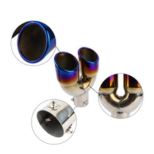 Load image into Gallery viewer, Brand New Universal Dual Burnt Blue Round Shaped Stainless Steel Car Exhaust Pipe Muffler Tip Trim Straight