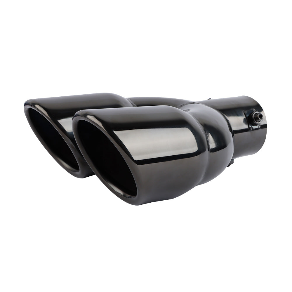 Brand New Universal Dual Gunmetal Round Shaped Stainless Steel Car Exhaust Pipe Muffler Tip Trim Straight