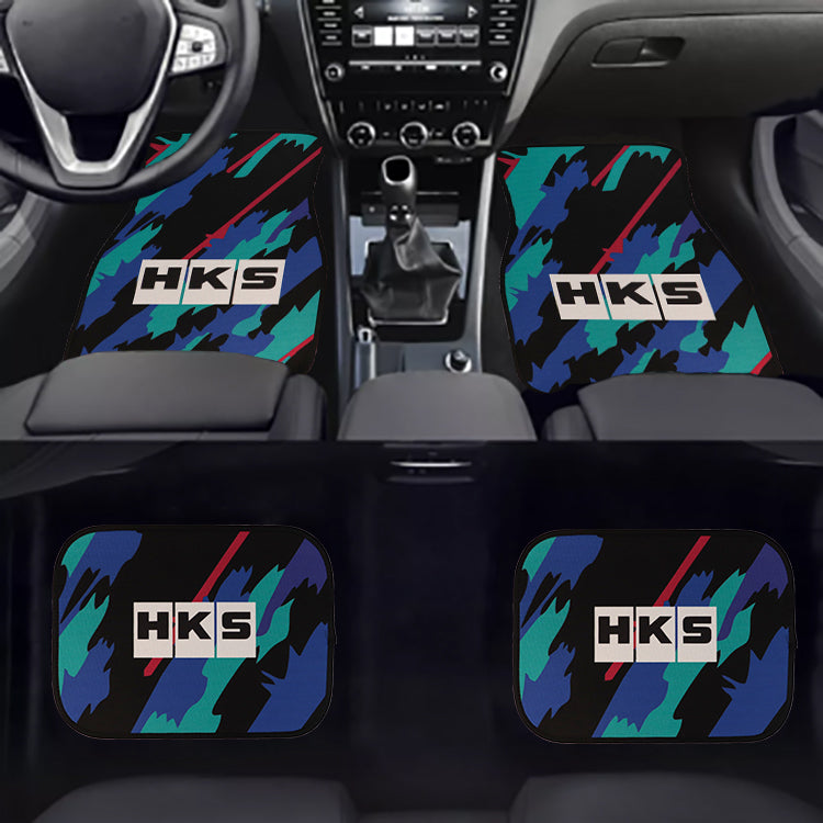 Brand New 4PCS UNIVERSAL HKS Racing Fabric Car Floor Mats Interior