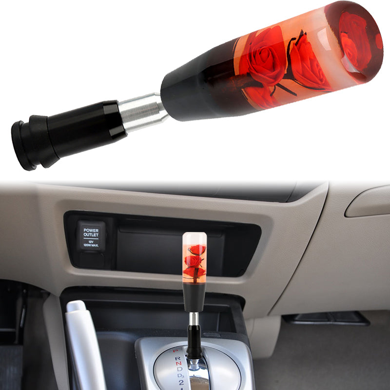 Brand New Universal JDM Crystal Rose Flowers Red Head Automatic Car Gear Shift Knob shifter