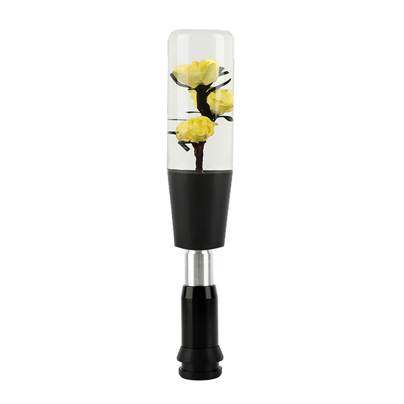 Brand New Universal JDM Crystal Rose Flowers Yellow Head Automatic Car Gear Shift Knob shifter