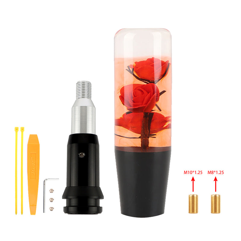 Brand New Universal JDM Crystal Rose Flowers Red Head Automatic Car Gear Shift Knob shifter