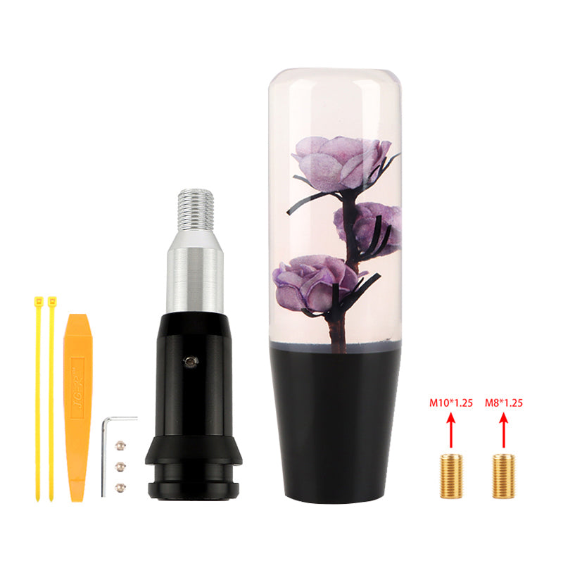 Brand New Universal JDM Crystal Rose Flowers Purple Head Automatic Car Gear Shift Knob shifter