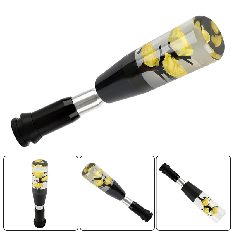 Brand New Universal JDM Crystal Rose Flowers Yellow Head Automatic Car Gear Shift Knob shifter