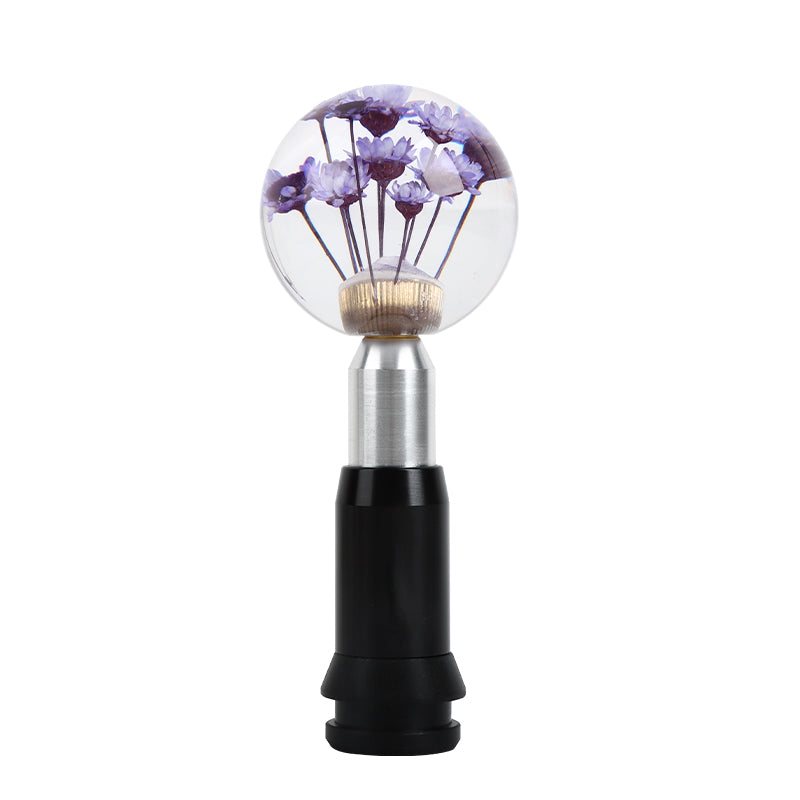 Brand New Universal Round Ball Crystal Clear Purple Flowers Automatic Gear Shift Knob Shifter