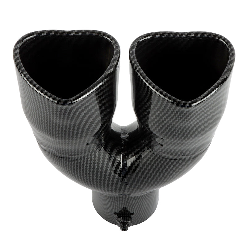 Brand New Universal Dual Carbon Fiber Look Heart Shaped Stainless Steel Car Exhaust Pipe Muffler Tip Trim Straight