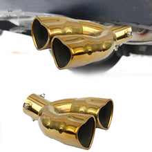 Load image into Gallery viewer, Brand New Universal Dual Gold Heart Shaped Stainless Steel Car Exhaust Pipe Muffler Tip Trim Bent