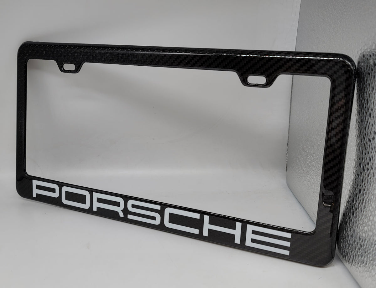 Brand New 1PCS PORSCHE 100 Real Carbon Fiber License Plate Frame Tag JK Racing Inc
