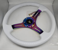 Load image into Gallery viewer, Brand New 350mm 14" Universal JDM BLACK ACURA Deep Dish ABS Racing Steering Wheel White With Neo-Chrome Spoke
