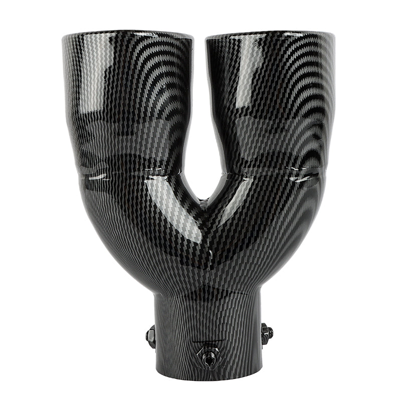 Brand New Universal Dual Carbon Fiber Look Heart Shaped Stainless Steel Car Exhaust Pipe Muffler Tip Trim Straight