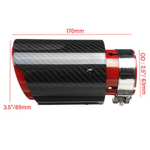 Load image into Gallery viewer, Brand New Universal 2.5'' 63MM-89MM Red Glossy Carbon Fiber Stainless Steel Car Exhaust Pipe Single Muffler Tip Trim Straight