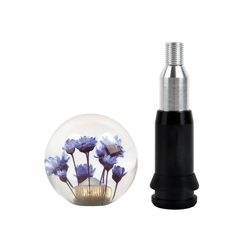 Brand New Universal Round Ball Crystal Clear Purple Flowers Automatic Gear Shift Knob Shifter